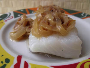 Bacalao con cebolla caramelizada